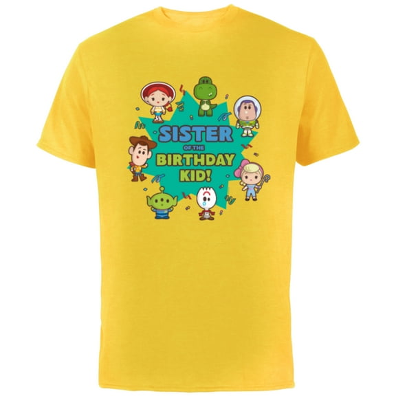 Disney and Pixar’s Toy Story Cute Sister of the Birthday Kid - Short Sleeve Cotton T-Shirt for Adults - Customized-Yellow