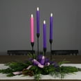 thumbnail image 2 of Northlight Set of 4 Purple and Pink Flickering LED Christmas Advent Wax Taper Candles 9.5", 2 of 6