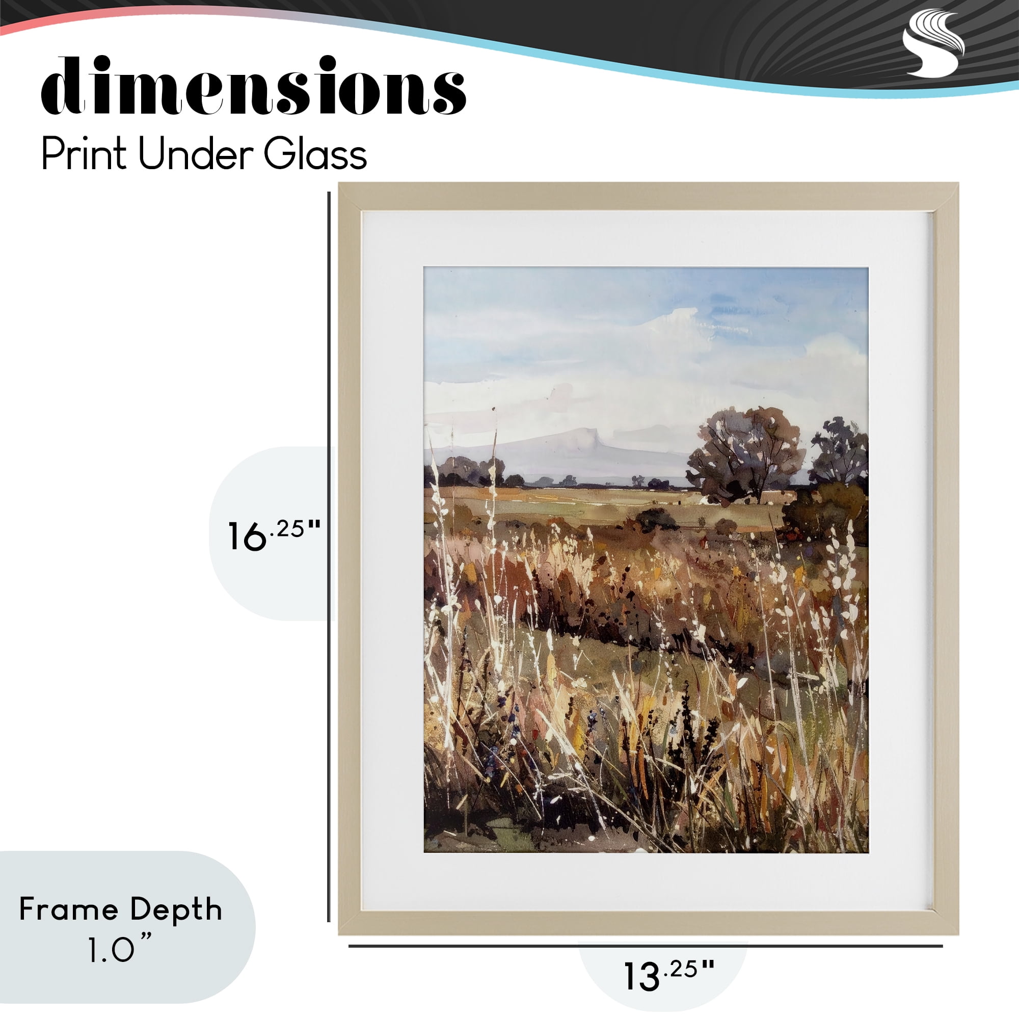 Stupell Industries Peaceful Meadow Expression Birch Framed Print Under Glass, design by Alonza Saunders