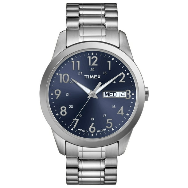Timex Men's South Street Sport Silver/Blue 36mm Casual Watch, Expansion Band