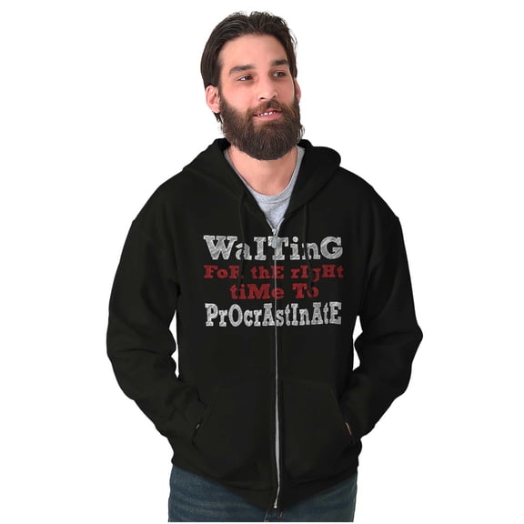 Funny Waiting to Procrastinate Joke Zip Up Hoodie Men's Women's Brisco Brands S