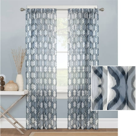 Mainstays Wave Sheer Window Curtain Panel Walmart Com