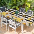 thumbnail image 2 of Spring Bees Daisy Table Cloths for 8 Foot Rectangle Tables, Rustic Tulips Dots Black Striped Burlap Patio Waterproof Elastic Fitted Tablecloths, Washable Rectangular Table Cover for Camping, 2 of 8