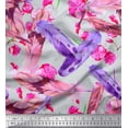 thumbnail image 1 of Soimoi Cotton Duck Fabric Flowers & Feather Printed Craft Fabric by The Yard 42 Inch Wide, 1 of 3