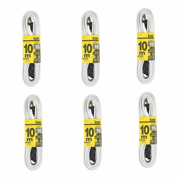 Cable de Extension Domestica KEER 10 Metros 5 Amps 6pzs