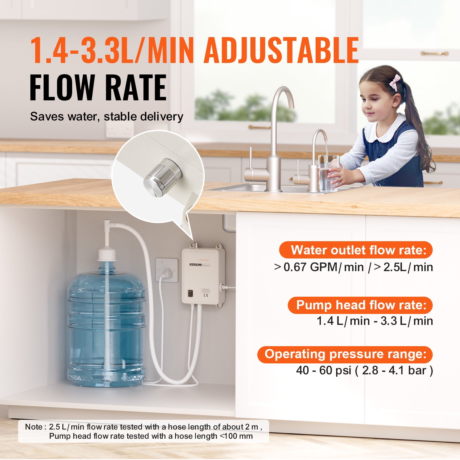 KFFKFF Water Dispenser Pump Mechanism, 5 Gallon Water Distribution System, Automated Electric Water Dispenser, Solo Inlet Water Jug Pump, Suitable for Use with Coffee/Tea Maker, Fridge, Ice Machine