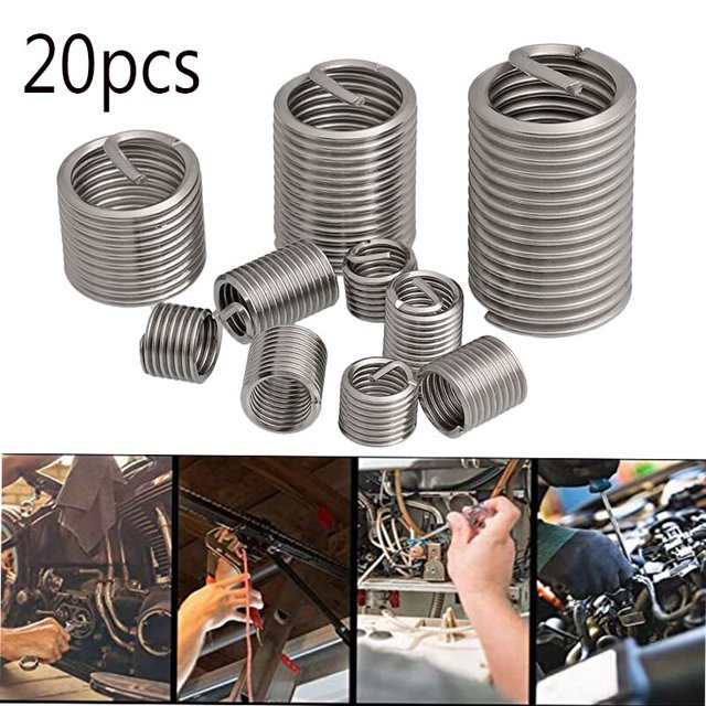 Insertos de rosca de acero inoxidable M2, M2.5, M3, M4, M5, M8, M10, M12M14, tornillo helicoidal, manga de alambre enrollado, inserto de reparación de rosca helicoidal