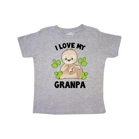 

Inktastic Cute Sloth I Love My Granpa with Green Leaves Gift Toddler Boy or Toddler Girl T-Shirt