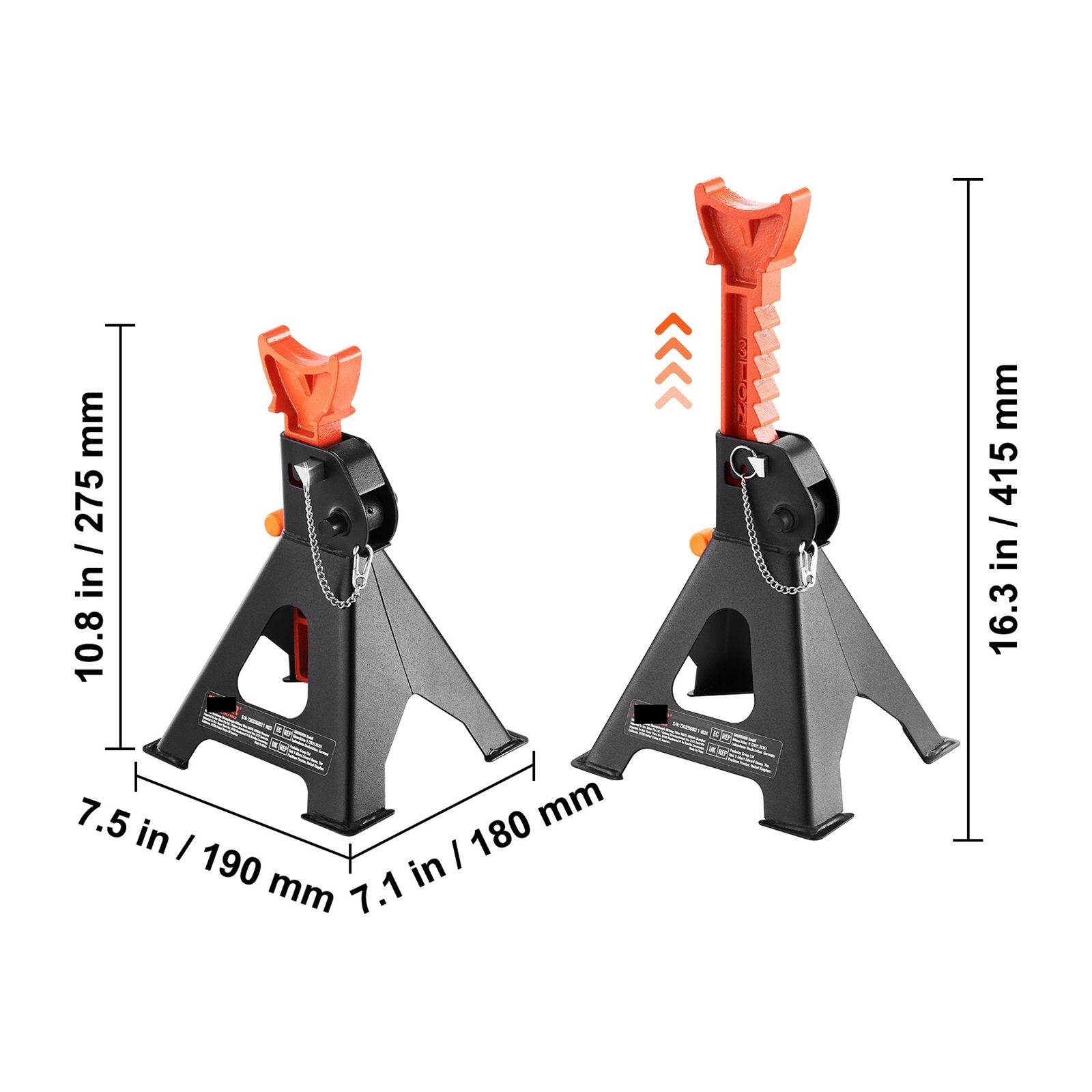 Jack Stands 3/6 Ton (6000/12000 Lbs) Capacity Car Jack Stands Double Locking Adjustable Height For Lifting SU Pickup Truck ,Easy to Operate