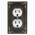 thumbnail image 1 of Metal Light Switch Plate Cover Black Yellow French Victorian Frame Damask FRA002, 1 of 13