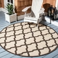 thumbnail image 3 of SAFAVIEH Beach House Loraine Trellis Indoor/Outdoor Area Rug Cream/Brown, 6'7" x 6'7" Round, 3 of 10