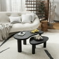 thumbnail image 3 of Cashew 34"x25"x13" Solid Wood Coffee Table Round Coffee Table,Black, 3 of 6