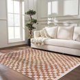 Atira Checkered Shag Runner Rug Checkboard Design High Pile Fluffy