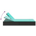 thumbnail image 4 of vidaXL Double Sun Lounger with Cushions Black Poly Rattan, 4 of 5