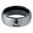 thumbnail image 2 of Tungsten Internet Download Symbol Icon Band Ring 8mm Men Women Comfort Fit Black Dome Brushed Gray Polished, 2 of 4