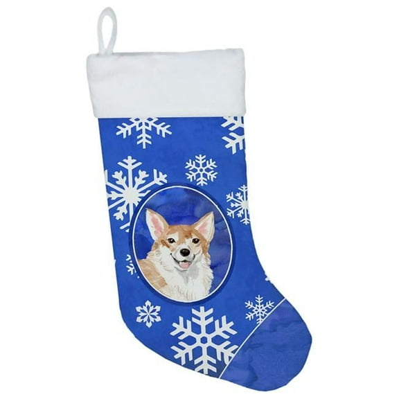 Carolines Treasures CK3951CS Winter Snowflakes Corgi Christmas Stocking