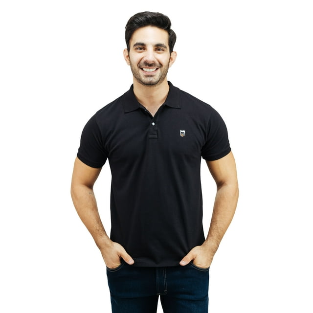 Playera Tipo Polo Negra Corte Slim Fit Con Bordado Para Caballero
