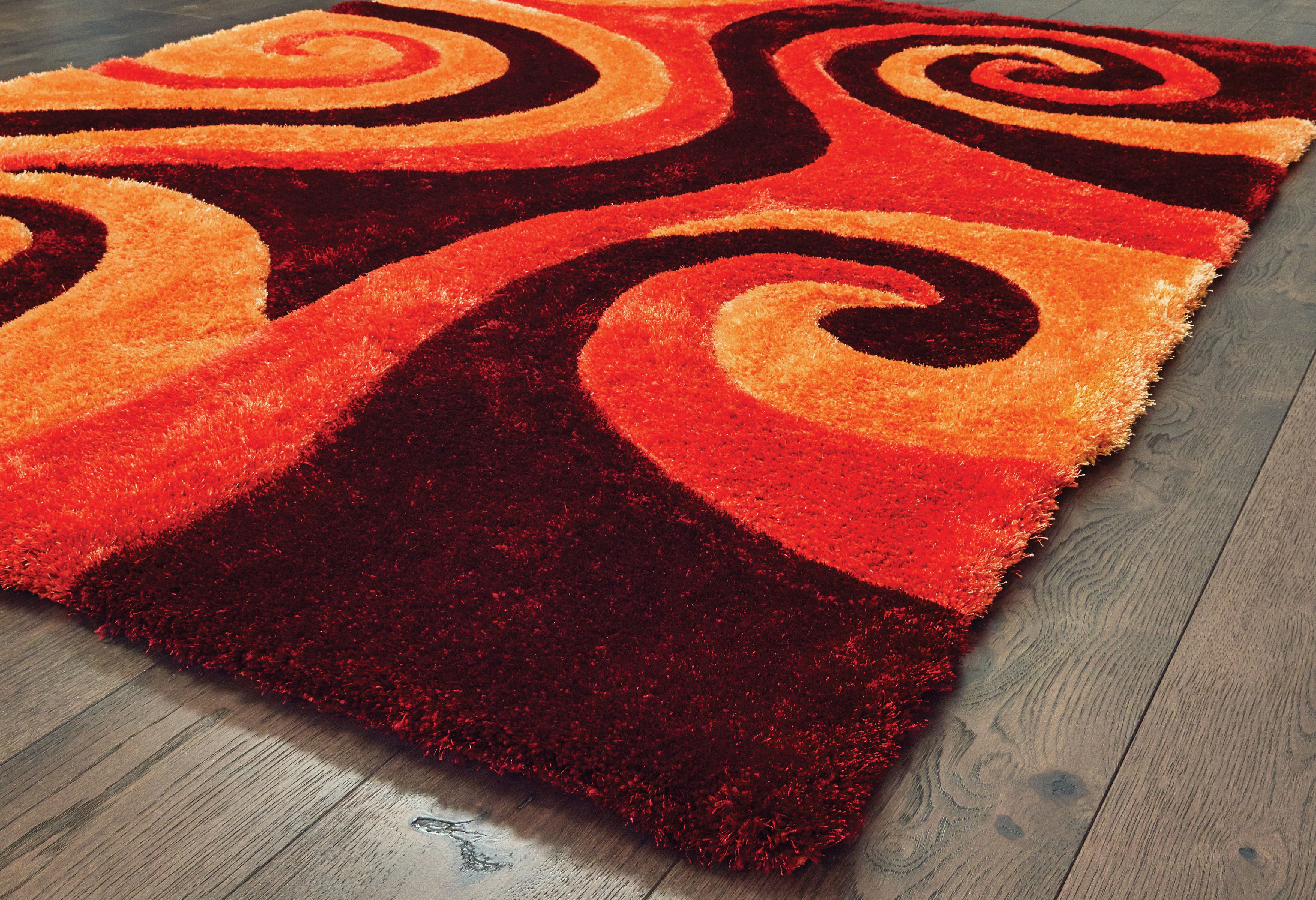 United Weavers of America Veria Cissa Shag Swirl Shag Contemporary Area Rugs, Orange