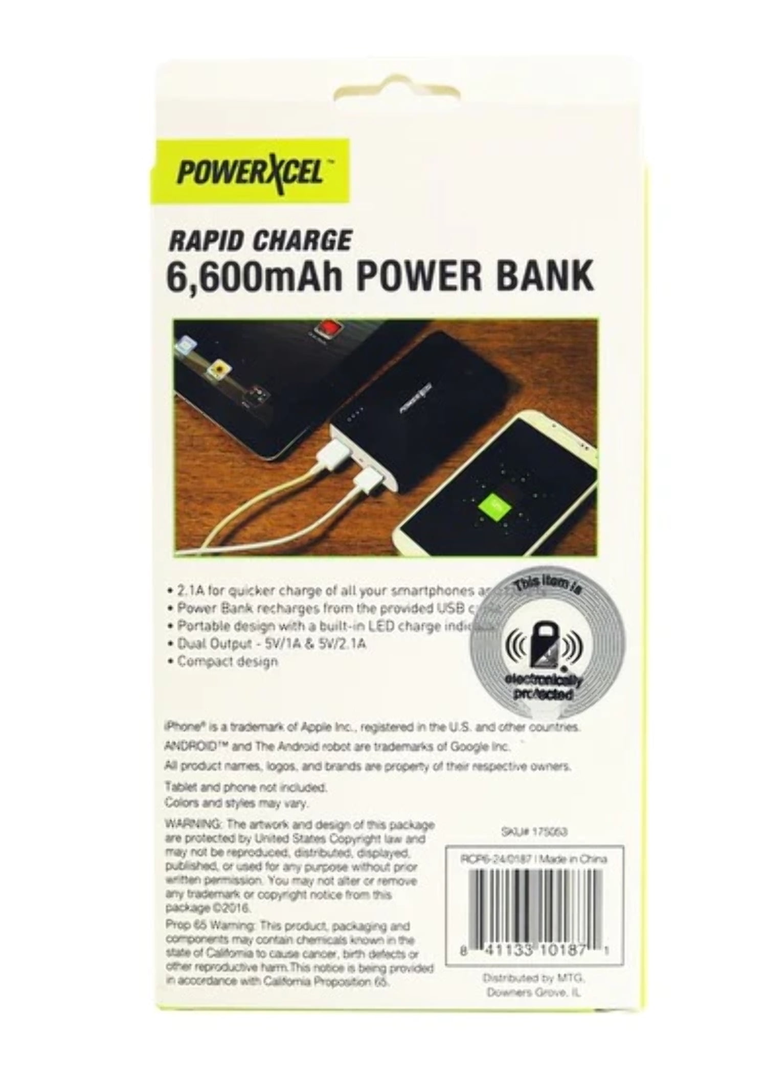 PowerXcel 6600mAh Portable Power Pack with LED Charge Indicator