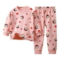 thumbnail image 4 of felwors Girls Pajama Set 2-Piece Long Sleeve Top and Pants Sleepwear Kids Loungewear for Girls (Red,18-24 Months), 4 of 4