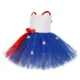 thumbnail image 4 of Vestido de tul para niñas con estrellas del 4 de julio, rojo, blanco y azul, para el Día de la Independencia, para carnaval, festival, fiestas, 1 a 14 años, 4 of 5