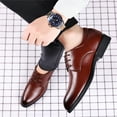 thumbnail image 3 of Men's Leather Dress Shoes Comfortable Formal Business Classic Lace Up Wingtip Oxford Shoes, 3 of 7