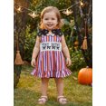 thumbnail image 5 of RUINIXCW Newborn Baby Girl Halloween Outfit Smocked Romper Dress Infant Baby Girls Summer Fall Clothes Pumpkin Spider Embroidery Sleeveless Dress Playsuit, 5 of 8