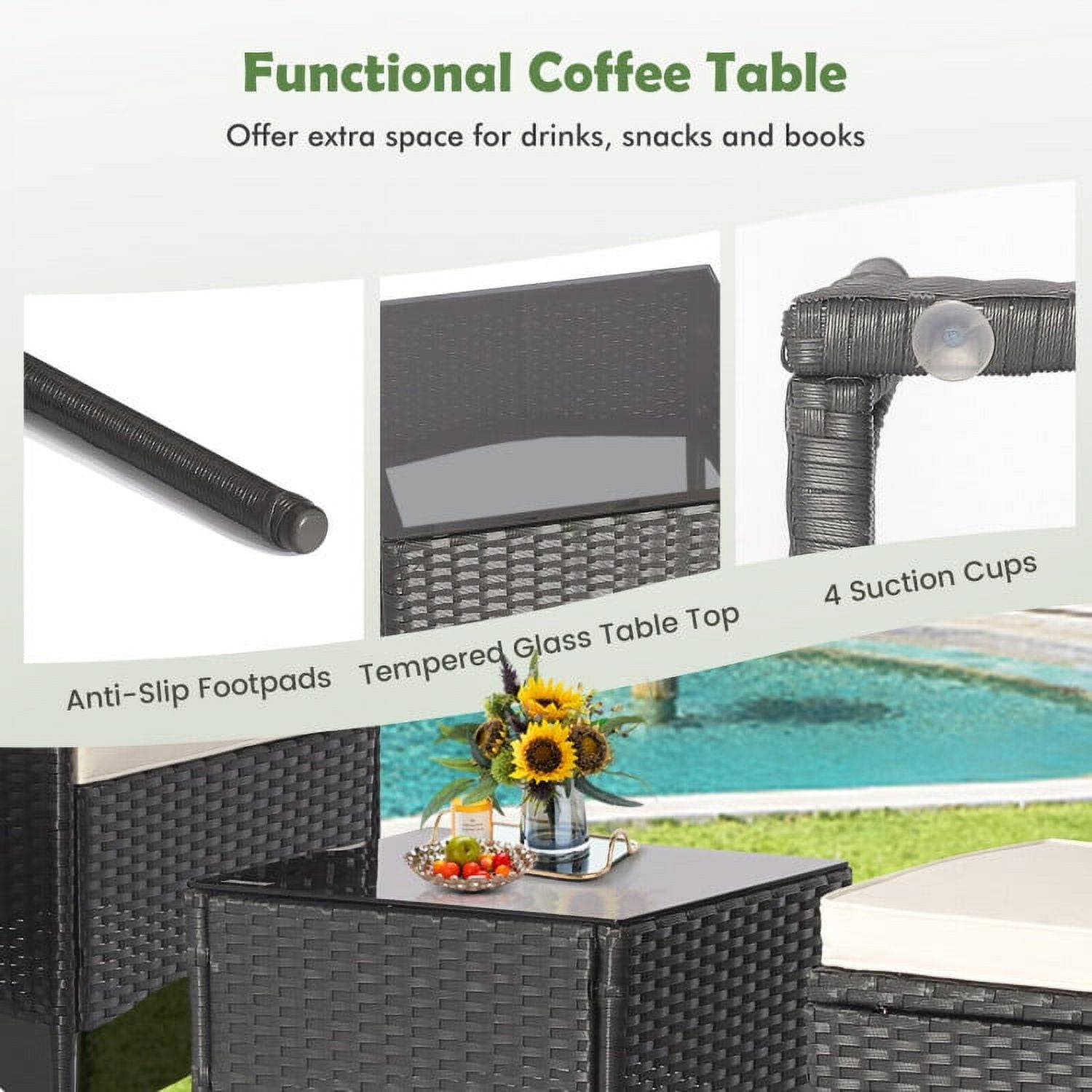 Aimee Lii 5 Pieces Outdoor Wicker Sofa Set with Coffee Table, Backyard Furniture Aimee Lii 5 Pieces Outdoor Wicker Sofa Set with Coffee Table, Backyard Furniture
