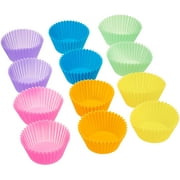 Abllore-Reusable Silicone Baking Cups Round Cupcake and Muffin Liner Cup, Multicolor Pack of 12