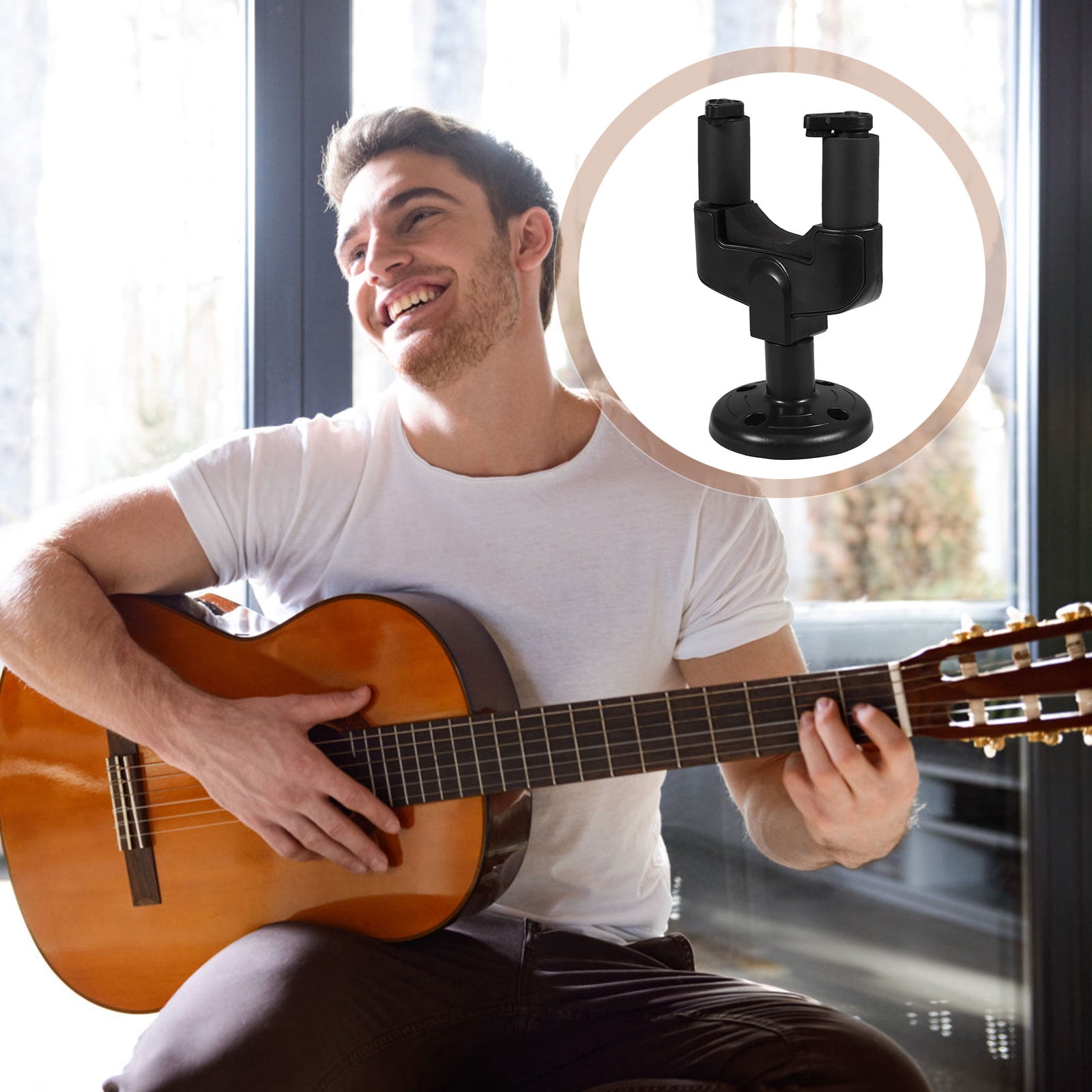 PBPBOX 6Pcs Ukulele Wall Mounts Crafted from Black Rubber for Safe Instrument Storage