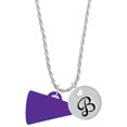 thumbnail image 1 of Delight Jewelry Acrylic 1.25" Purple Megaphone Silvertone Script Initial Disc - B - Charm Necklace, 20"+3", 1 of 4