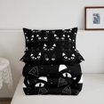 thumbnail image 5 of Manfei Funny Cat Queen Comforter Set, Kawaii Graffiti Animal Comforter Sets Queen, Black White, Black Reversible, 3-Piece, 1 Comforter and 2 Pillowcases, 5 of 7