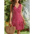 thumbnail image 4 of Women's 2025 New Summer Sleeveless Sexy Wrap V Neck Floral Sundress Mini Dress, 4 of 12
