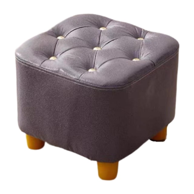 Reposapiés pequeño portátil con asiento acolchado y taburete otomano estable, taburete cuadrado para pies Púrpura