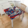 thumbnail image 2 of nygtbtfer Square Vinyl Flannel Backed Tablecloth, Patriotic Truck, Indoor Outdoor Vinyl Table Cloth, Red Trucks and Flags, 2 of 7