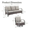 thumbnail image 3 of OPOHORO 3-Piece Outdoor Conversation Sets with Wicker Sofa and Swivel Rocking Chair, 3 of 10