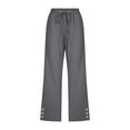 thumbnail image 2 of Eashery Capri Pants for Women Dressy High Elastic Waisted Smocked Waist Linen Pants White Cargo Pants for Women (Solid Color,Dark Gray,3XL), 2 of 4