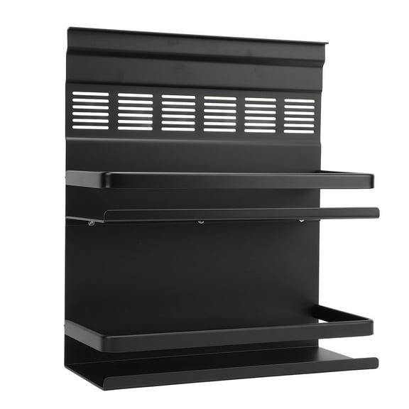 Wall Mounted Spice Rack 4 Tier Aluminum Alloy Kitchen Organizer, Space Saving, Black
