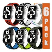 Adepoy 6 Packs Compatible for Apple Watch Band 38mm 40mm 42mm 44mm Wristbands Women Men, Soft Silicone Sport Replacement Bands Strap Compatible for iWatch Apple Watch Series 7,6,5,4,3,2,1,SE
