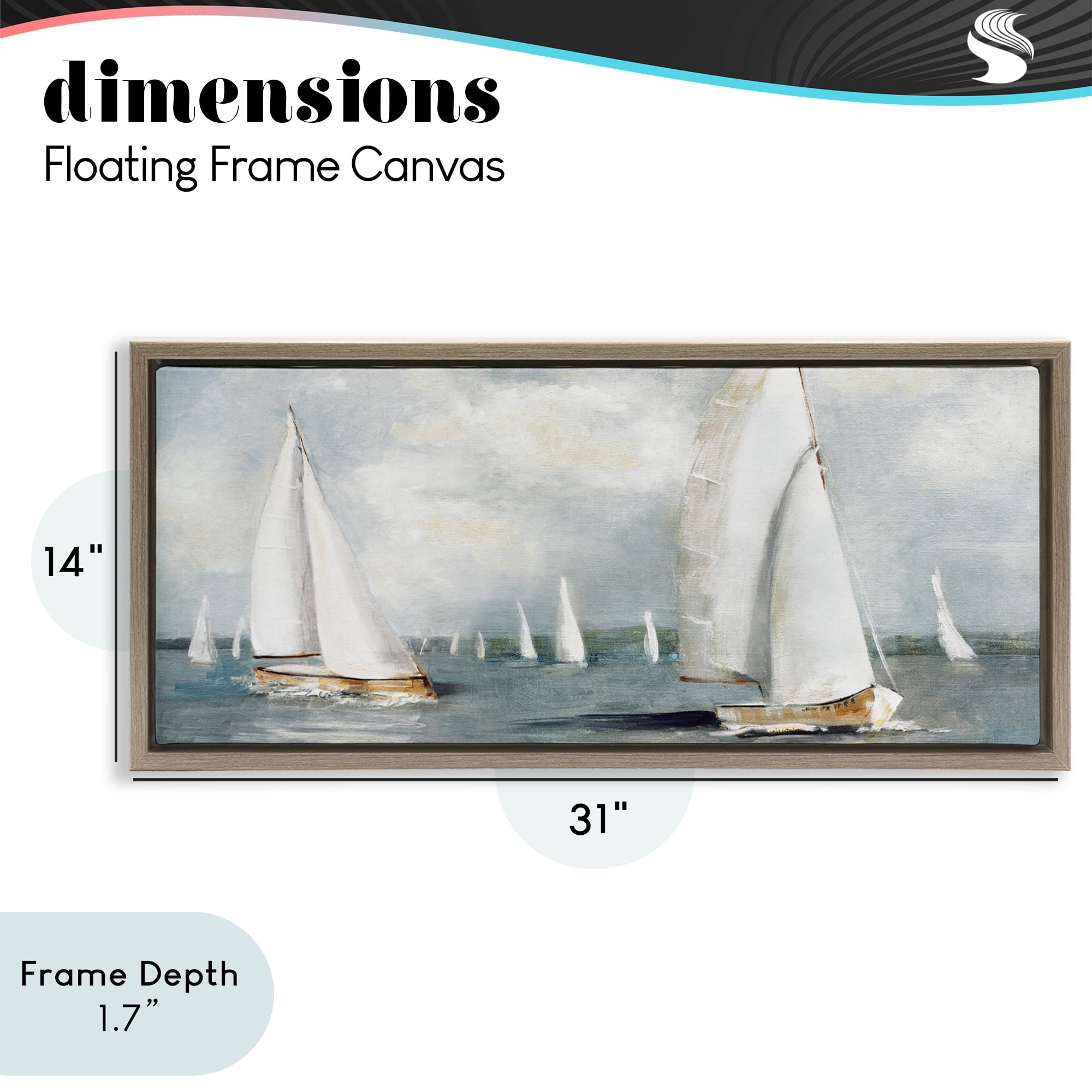 Stupell Industries Windy Sailboat Fleet Brown Framed Floater Canvas Wall Art, design by Sally Swatland