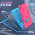 thumbnail image 3 of Dteck with Screen Protector Case for Samsung Galaxy Tab A9 Plus 11-inch (X210/X215/X216/X218),Shockproof 3-Layer Protection Kickstand Case Heavy Duty Cover for Galaxy Tab A9+,Rose+Blue, 3 of 7