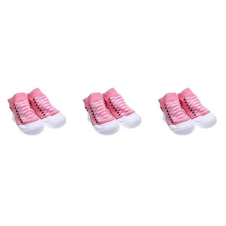 

3pcs Anti Slip Cotton Socks Shoes Slippers Socks for 0-6 Month Newborn Baby Boy Girls