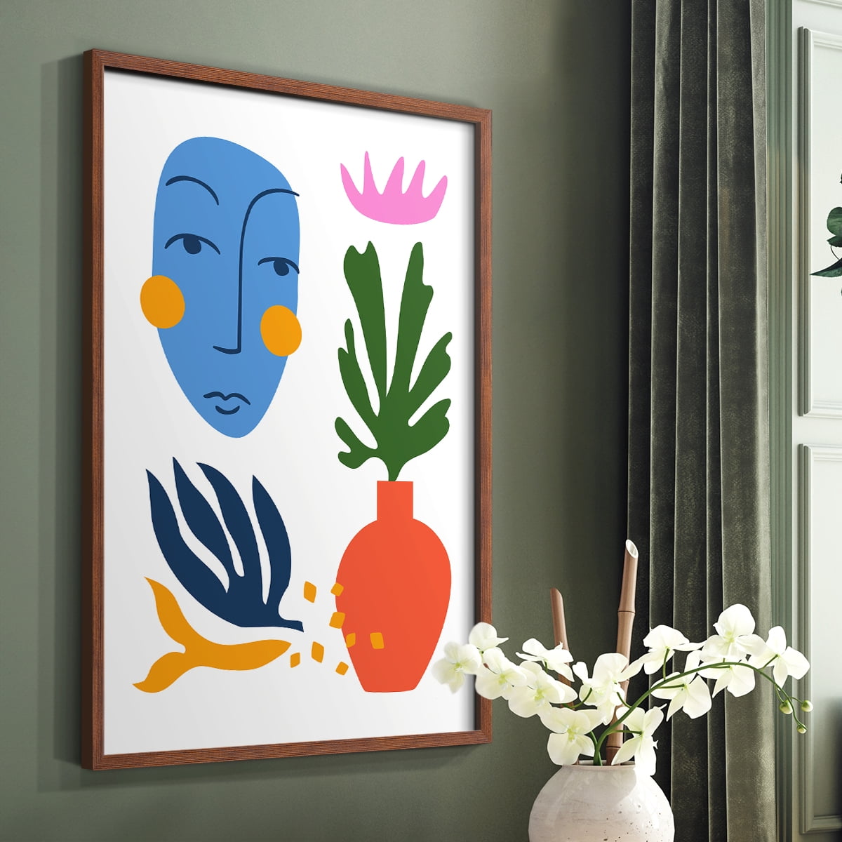 Matisse CDXLVIII in Brown Solid Wood Framed Print No Nail Hanging