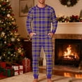 thumbnail image 2 of Afuyipoi Christmas Pajamas for Men, Elastic Waist Printed Crew Neck Two-Piece Set Homewear Purple M, 2 of 5