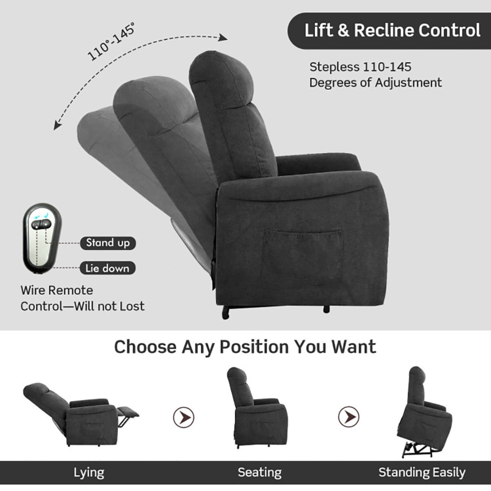 Finihen Electric Power Lift Relax Sofa Recliner Chair, Power Lift Recliner Chair with Remote Control, for Elderly, for Living Room, Bedroom, Gray Finihen Electric Power Lift Relax Sofa Recliner Chair, Power Lift Recliner Chair with Remote Control, for Elderly, for Living Room, Bedroom, Gray