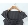thumbnail image 2 of Women Square NECK Santa Cruz Zip Through Top Grey Pinstripe, 2 of 5