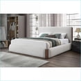 thumbnail image 2 of Queen Size Rubber Wood Platform Bed Frame - White Boucle & Walnut Finish, No Box Spring Needed for Master Bedroom, 2 of 14