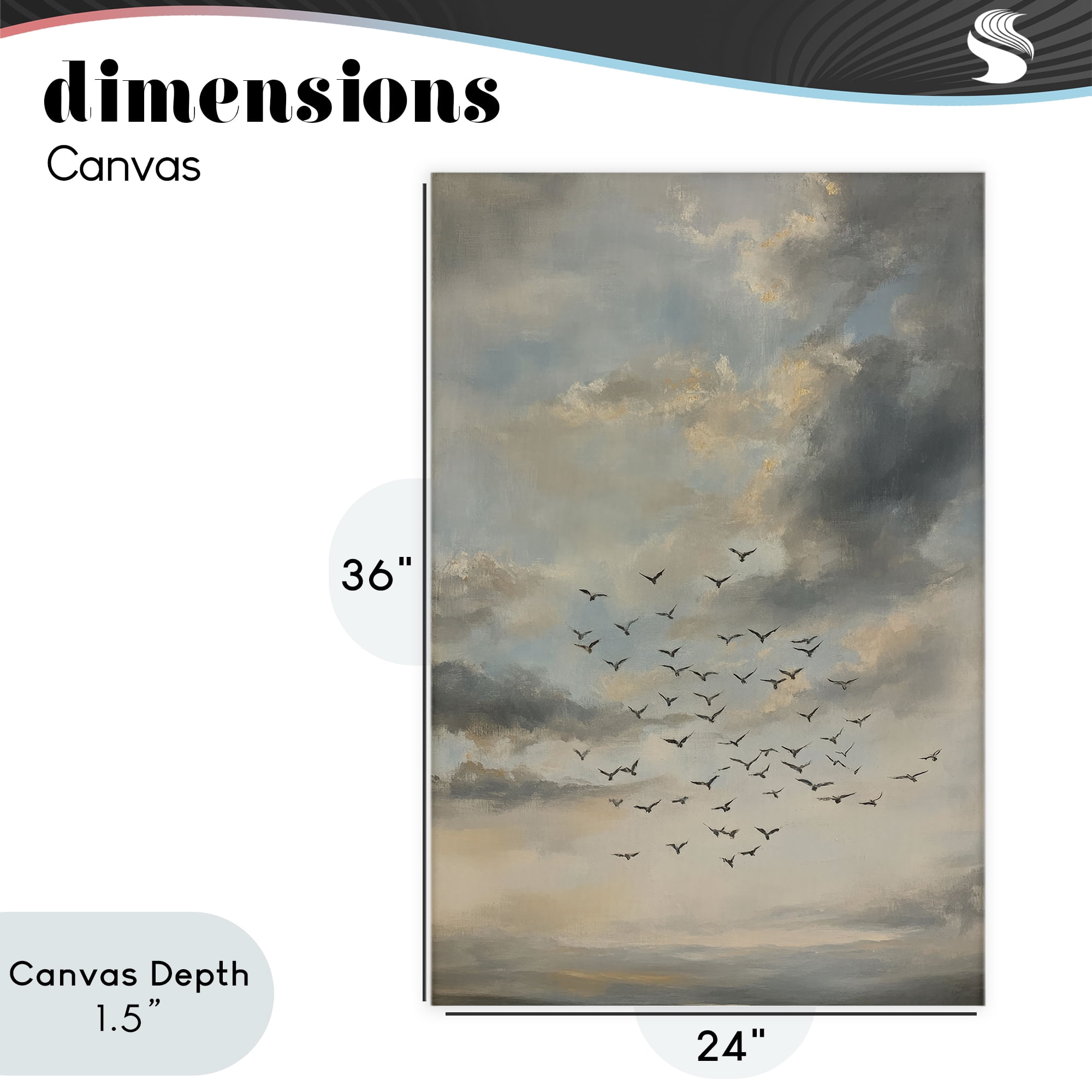 Stupell Industries Birds in the Clouds at Dusk Canvas Wall Art, design by Petal Prints Design