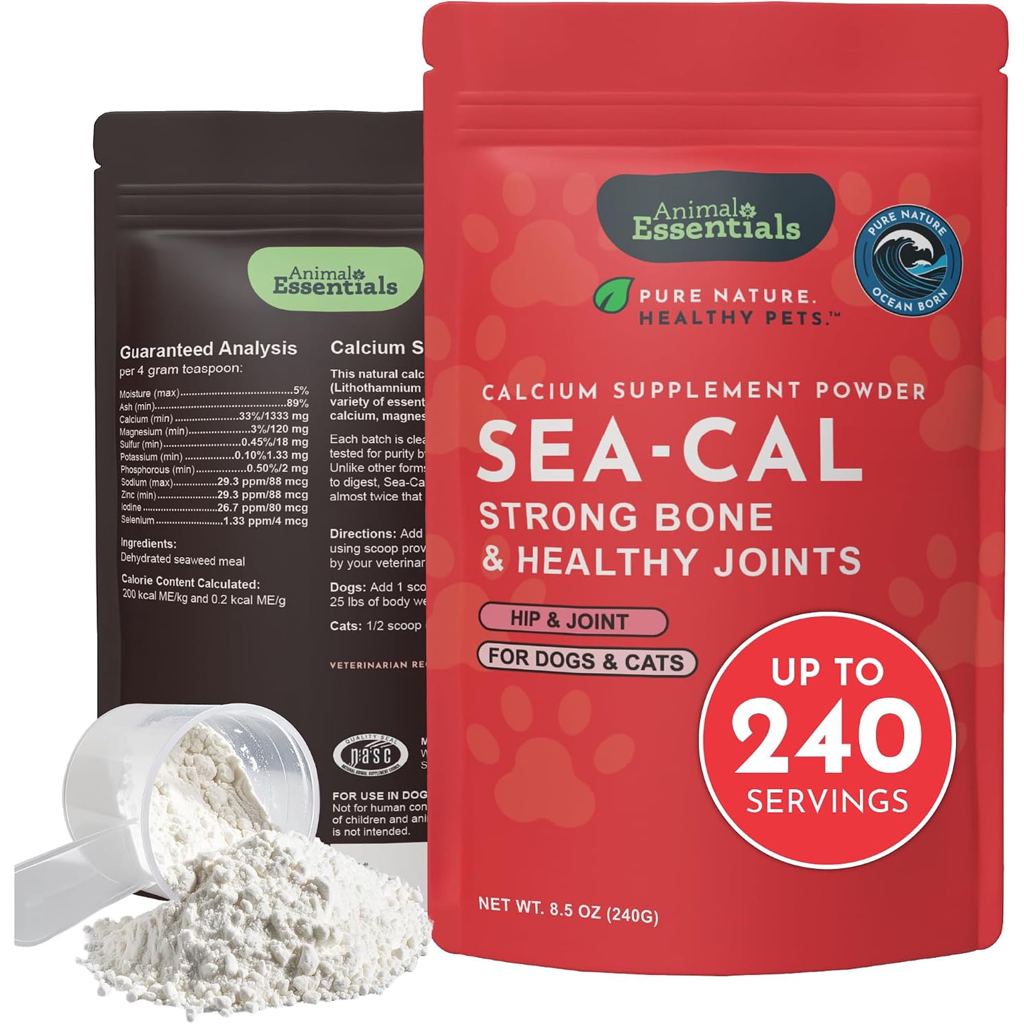 Animal Essentials Seaweed Calcium 240 gm Natural Supplement for Dogs and Cats