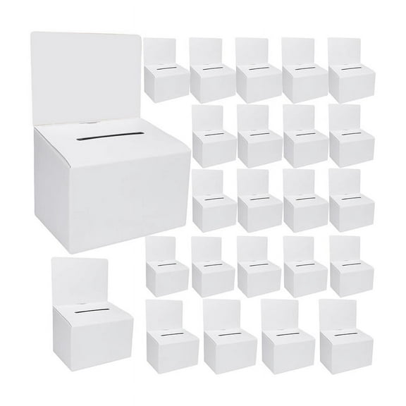 24 Pack Cardboard Ballot Box with Slot, Raffle Boxes 6x6Inch, Suggestion Boxes with Removable Slot, Donation Boxes